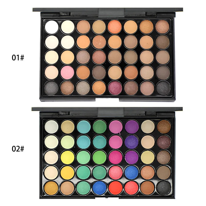 Eye Makeup Nudes Palette 40 Color Matte Eyeshadow Glitter Powder Eye Shadows Brush Set Stamps Pigment