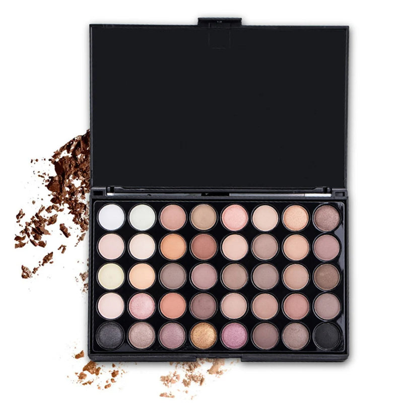 Eye Makeup Nudes Palette 40 Color Matte Eyeshadow Glitter Powder Eye Shadows Brush Set Stamps Pigment