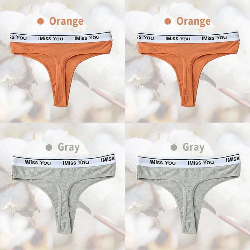 3Pcs S-3XL Women Thongs Cotton Panties Plus Zise Underwear Sexy G-String Low Waist Briefs Underpants Comfortable Lingerie Tangas