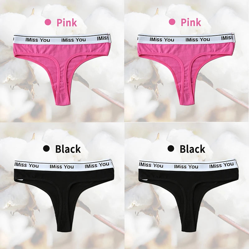 3Pcs S-3XL Women Thongs Cotton Panties Plus Zise Underwear Sexy G-String Low Waist Briefs Underpants Comfortable Lingerie Tangas