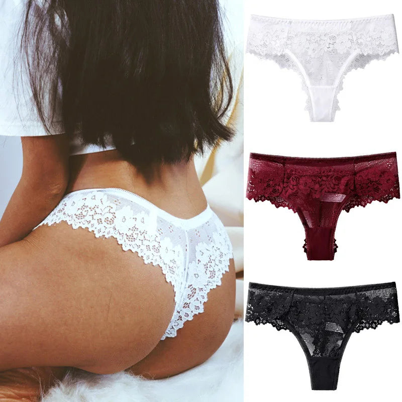 Sexy Black Lace Panties Women Low-waist Underwear Thong Ladies G String Breathable Lingerie Temptation Embroidery Intimates