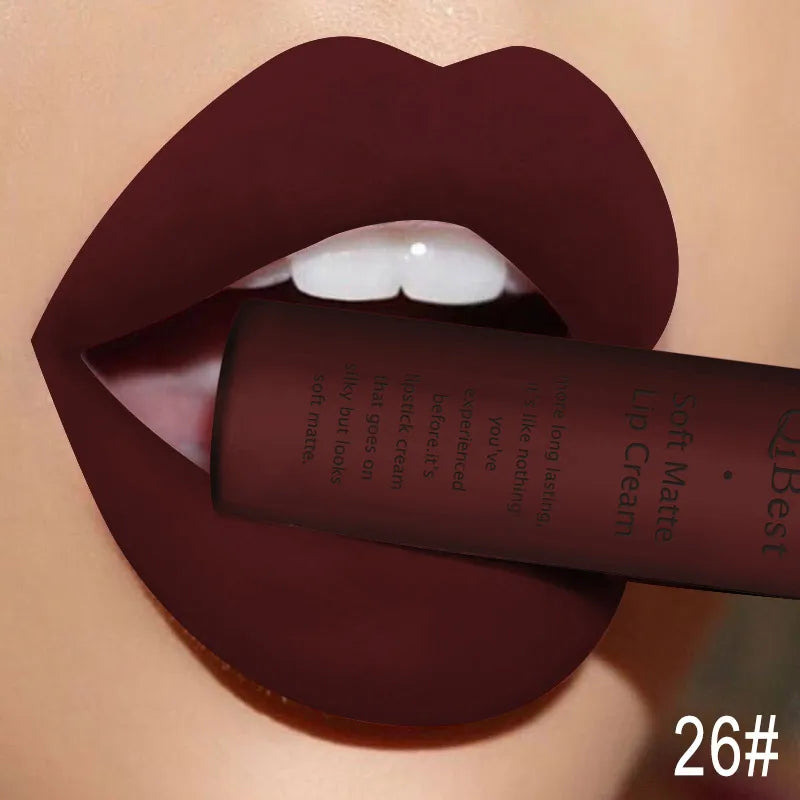 Matte Liquid Lipstick Waterproof Long Lasting Velvet Lip Gloss Tint Tube Matte Nude Pigment Red Black Makeup Cosmetics Lipsticks