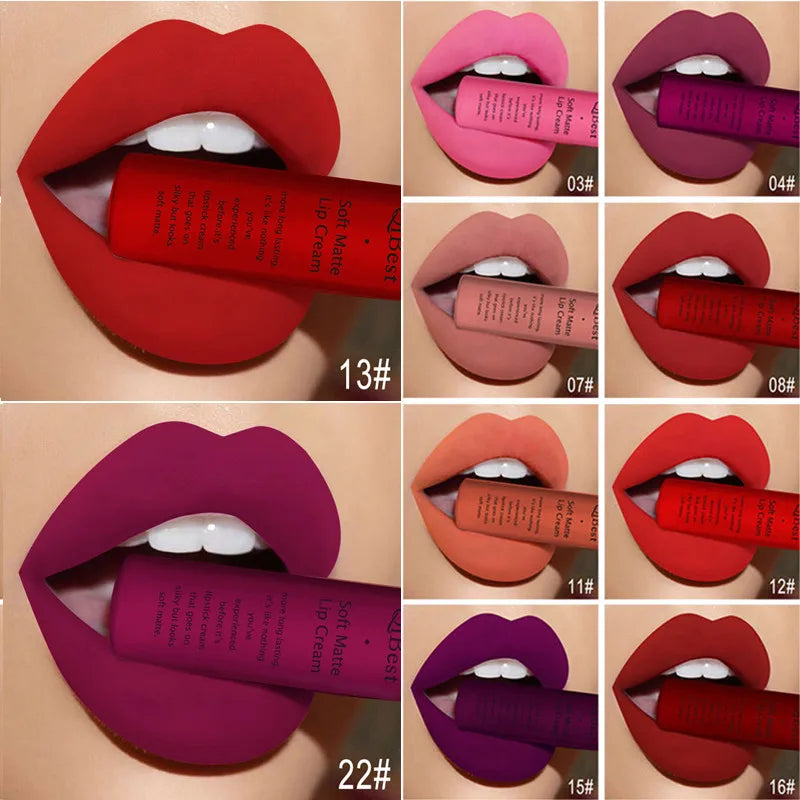 Matte Liquid Lipstick Waterproof Long Lasting Velvet Lip Gloss Tint Tube Matte Nude Pigment Red Black Makeup Cosmetics Lipsticks