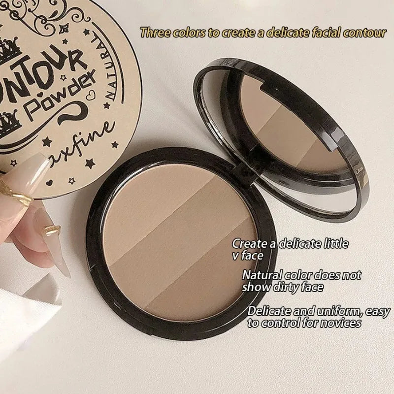 Bronzer Contour Palette Face Shading Grooming Powder Makeup 3 Color Lasting Matte Glitter Nose Shadow Blush Face Makeup Cosmetic