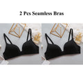 2Pcs Women Push Up Bras Seamless Wireless Underwear Girls Sexy Breathable Thin Brasiere Students No Wire Gathered Bra Lingerie