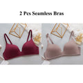 2Pcs Women Push Up Bras Seamless Wireless Underwear Girls Sexy Breathable Thin Brasiere Students No Wire Gathered Bra Lingerie