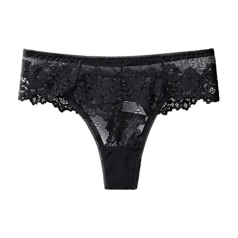 Sexy Black Lace Panties Women Low-waist Underwear Thong Ladies G String Breathable Lingerie Temptation Embroidery Intimates