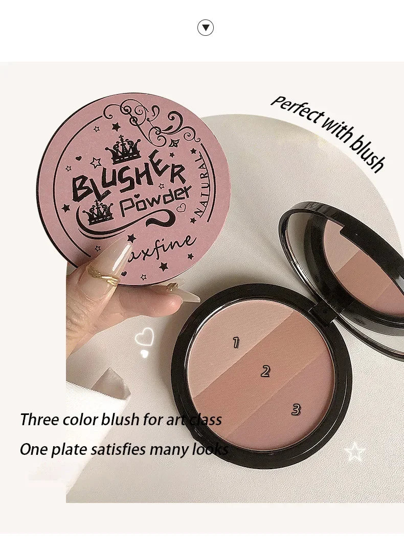 Bronzer Contour Palette Face Shading Grooming Powder Makeup 3 Color Lasting Matte Glitter Nose Shadow Blush Face Makeup Cosmetic