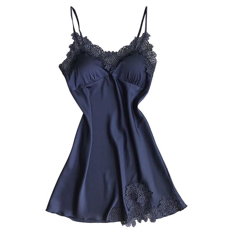 Lingerie For Women 2024 Ice Silk Fabric Sexy Lace Pad Lingerie Nightwear Underwear Robe Babydoll Sleepwear Dress Nightdress