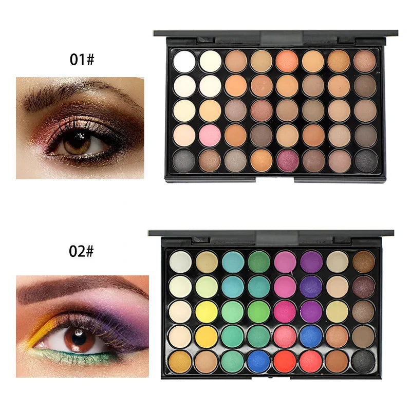 Eye Makeup Nudes Palette 40 Color Matte Eyeshadow Glitter Powder Eye Shadows Brush Set Stamps Pigment