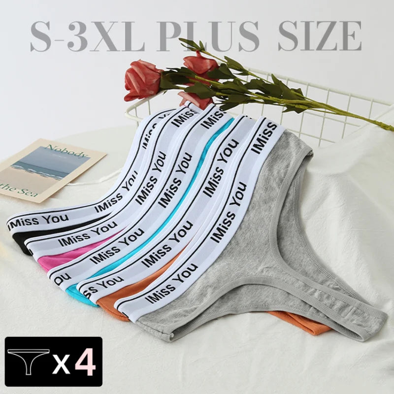 3Pcs S-3XL Women Thongs Cotton Panties Plus Zise Underwear Sexy G-String Low Waist Briefs Underpants Comfortable Lingerie Tangas