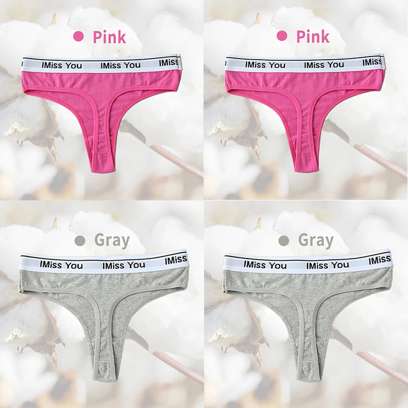 3Pcs S-3XL Women Thongs Cotton Panties Plus Zise Underwear Sexy G-String Low Waist Briefs Underpants Comfortable Lingerie Tangas