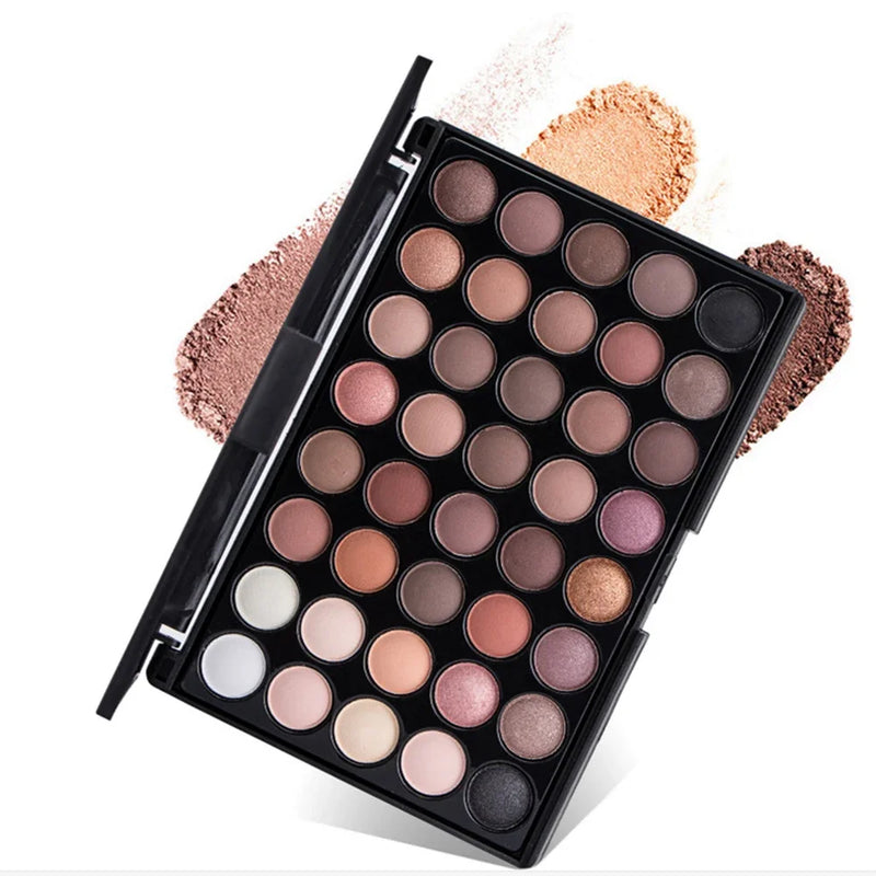 Eye Makeup Nudes Palette 40 Color Matte Eyeshadow Glitter Powder Eye Shadows Brush Set Stamps Pigment