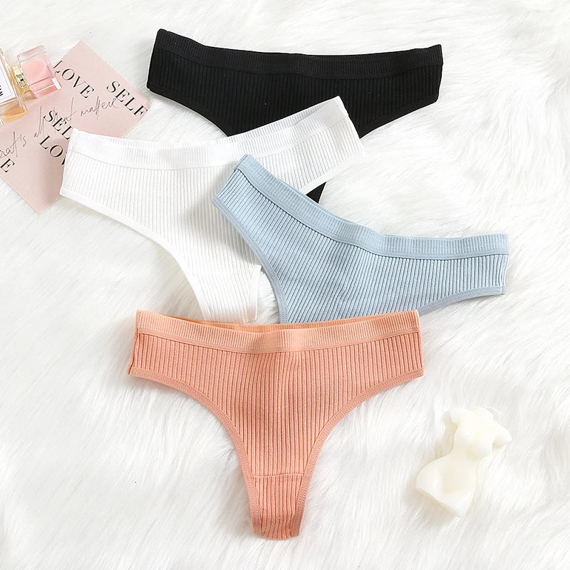 WarmSteps 10PCS Women's Panties Set Simple Striped Thongs Female Cotton Underwear Sexy Lingerie Cozy Sports G-Strings Underpants