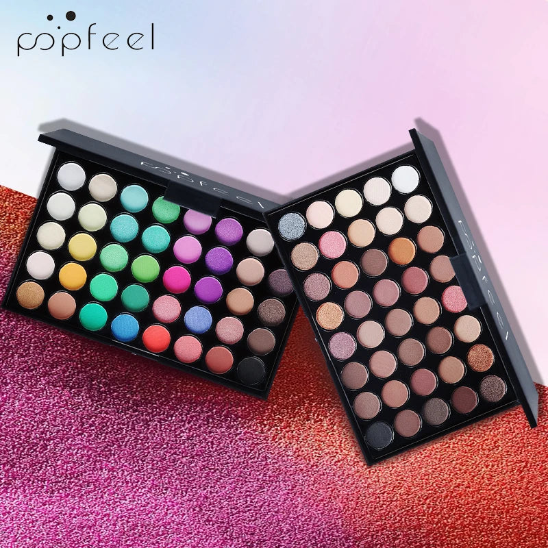 POPFEEL 40 Colors Eyeshadow Palette Long Lasting Easy Makeup Brown Eyeshadow Palette, Pink Eyeshadow Palette