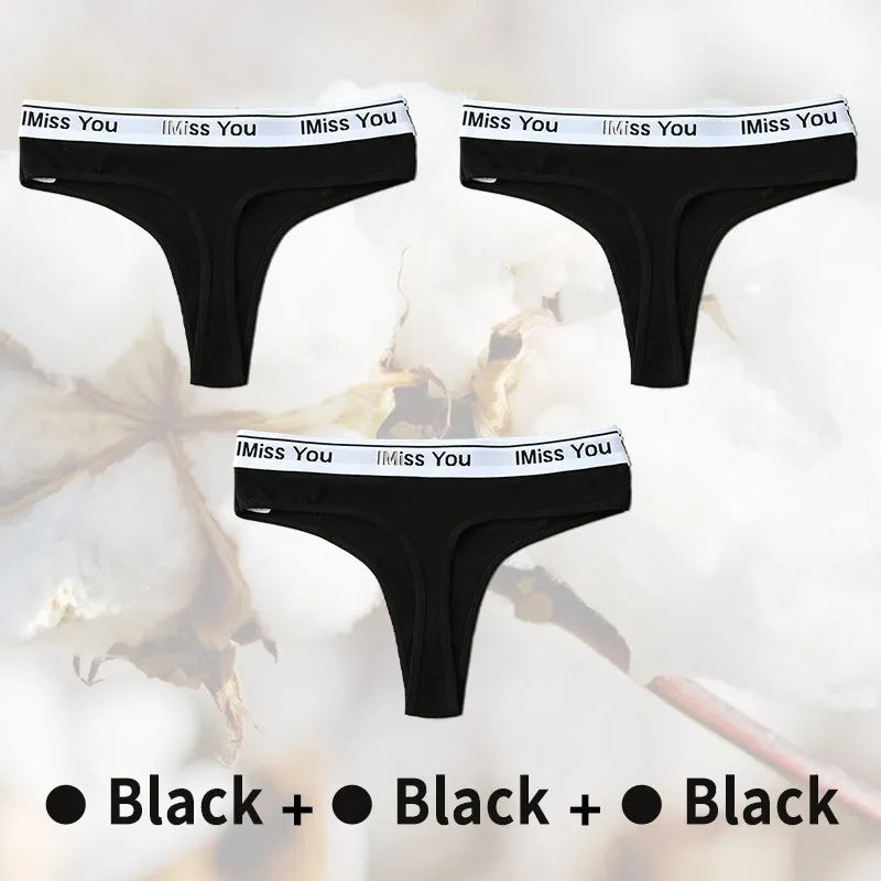 3Pcs S-3XL Women Thongs Cotton Panties Plus Zise Underwear Sexy G-String Low Waist Briefs Underpants Comfortable Lingerie Tangas