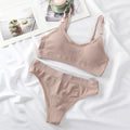 Women Seamless Bra Set Sexy Lingerie High Waist Cotton Thong Panties Wire Free Bra Bralette Comfy Brassiere Female Underwear Set