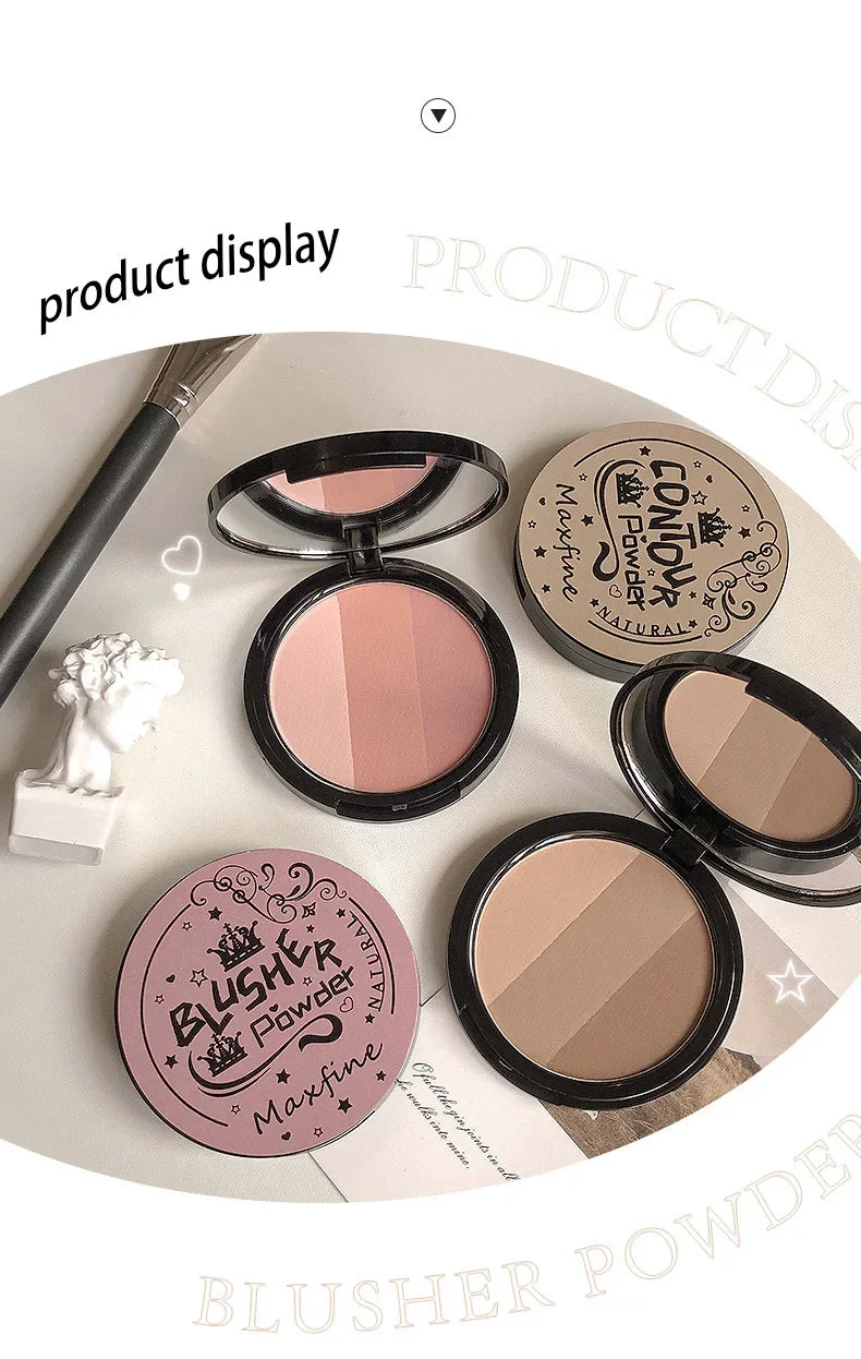 Bronzer Contour Palette Face Shading Grooming Powder Makeup 3 Color Lasting Matte Glitter Nose Shadow Blush Face Makeup Cosmetic