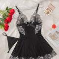 Sexy Women's Slip Fashion Design Nightdress Lace Patchwork Comfortable Slip Dress +thong Women Sexy Sleeveless V-neck Nightgown