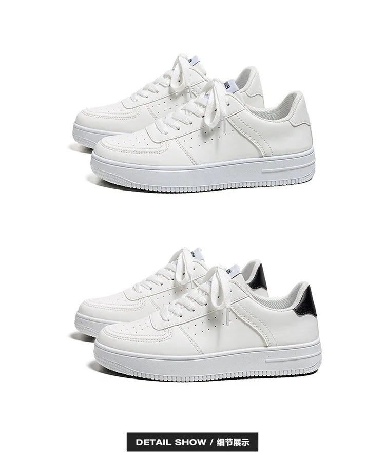 Little White Shoes Mens Summer Soft Leather Breathable Teen Casual Versatile Mens Shoes Lace-up Student Pure White Sneaker Shoes