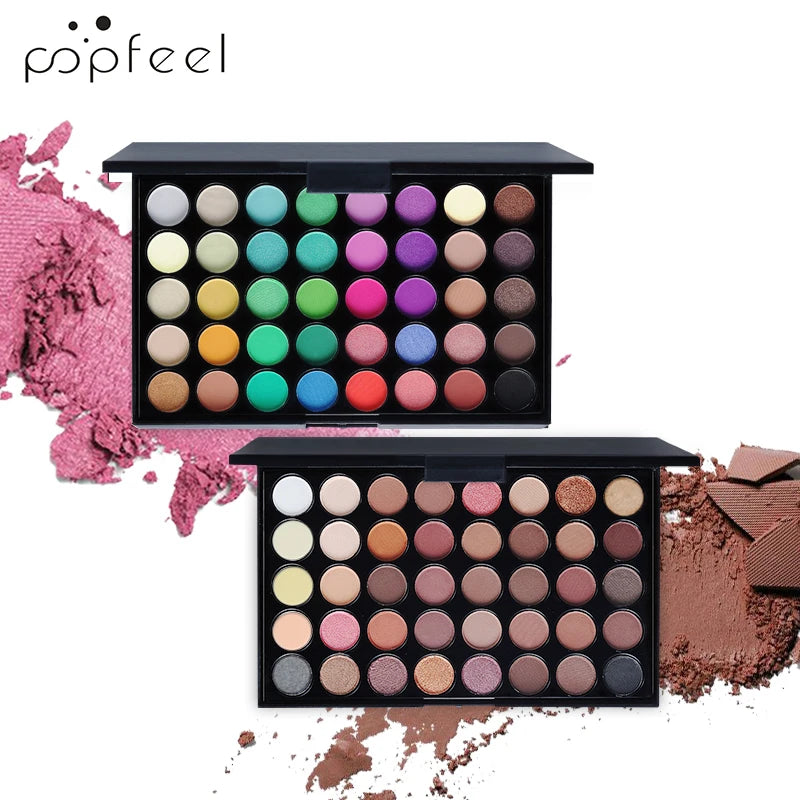 POPFEEL 40 Colors Eyeshadow Palette Long Lasting Easy Makeup Brown Eyeshadow Palette, Pink Eyeshadow Palette