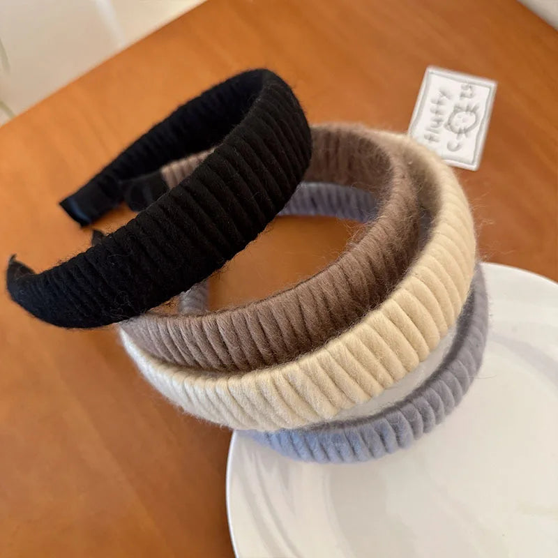 1Pcs Fashion Korean Autumn And Winter Plush Headband Elegant Soft Hair Bands High-Quality Simple Retro For Girl Hair Accessories