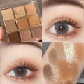 New Nine-color Eyeshadow Palette Butter Orange Brown Pearly Matte Glitter Eyeshadow Shiny Eye Shadow Long-lasting Eye Make Up