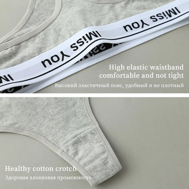 3Pcs S-3XL Women Thongs Cotton Panties Plus Zise Underwear Sexy G-String Low Waist Briefs Underpants Comfortable Lingerie Tangas